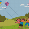 Happy Children Playing Kites Diamond Painting Art