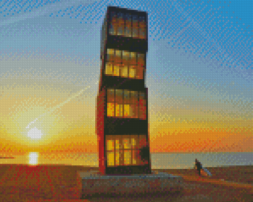 Barcelona Beach Sculpture Diamond Painting Art