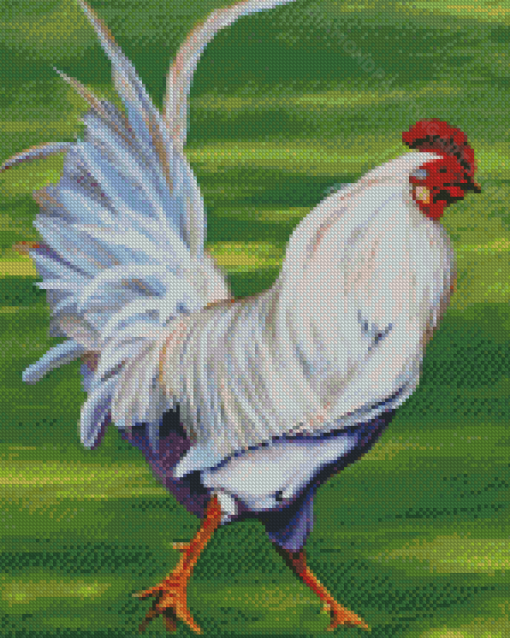 Big White Rooster Diamond Painting Art