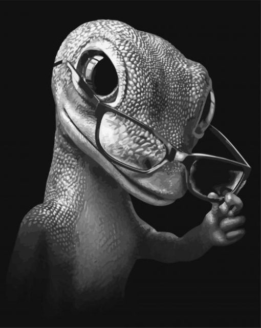 Black And White Gecko With Glasses Diamond Painting Art