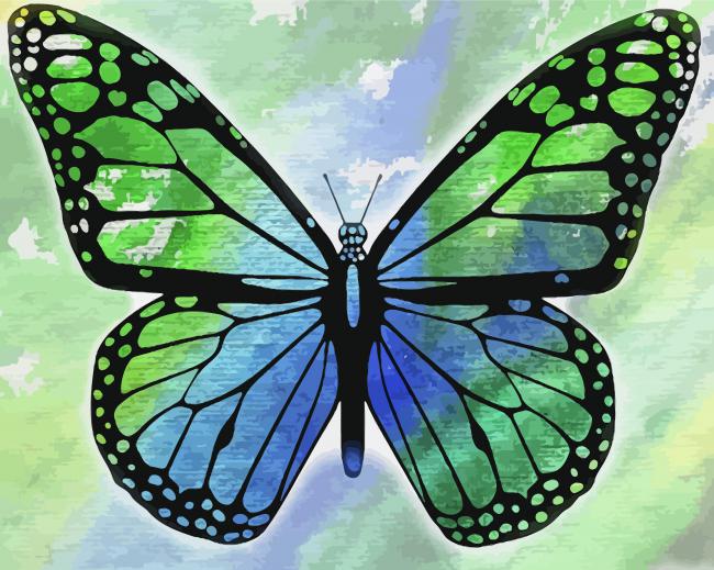 Blue And Green Butterfly Diamond Painting Art