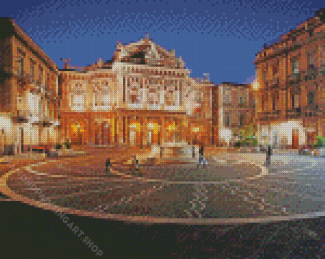 Catania Sicily At Night Diamond Painting Art