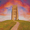 Glastonbury Tor At Sunset Diamond Painting Art