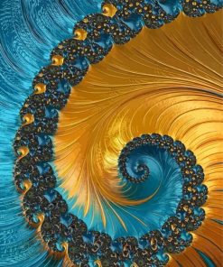 Gold And Blue Fractal Diamond Painting Art