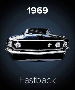 Illustration 1969 Ford Mustan Fastback Diamond Painting Art