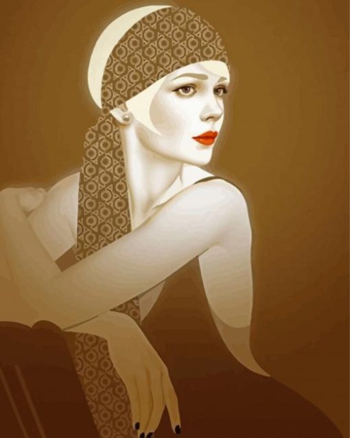 Illustration Flapper Lady Diamond Painting Art