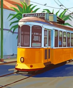 Lisbon Tram Illustration Diamond Painting Art