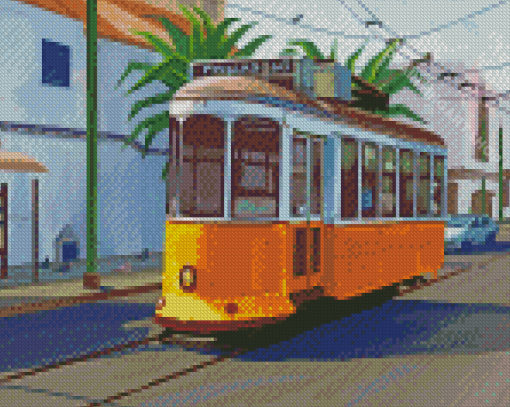 Lisbon Tram Illustration Diamond Painting Art