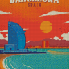Spain Barcelona Beach Poster Diamond Painting Art