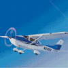 White And Blue Cessna 182 Airplane Diamond Painting Art