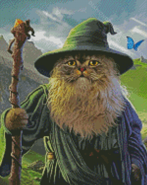 Wizard Bearded Cat Diamond Painting Art