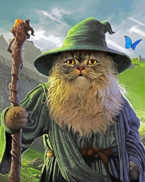 Wizard Bearded Cat Diamond Painting Art