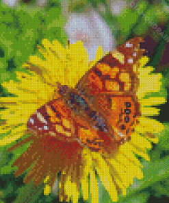 Yellow Dandelion Butterfly Diamond Painting Art