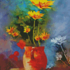 Yellow Flower Abstract Vase Diamond Painting Art
