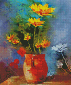 Yellow Flower Abstract Vase Diamond Painting Art