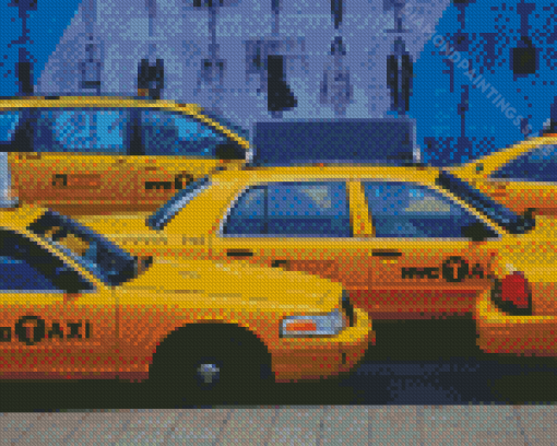 Yellow Taxi Cab Diamond Painting Art
