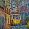 Abstract Yellow Streetcar Art Diamond Painting Art