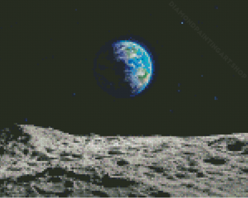 Aesthetic Earth And Moon Diamond Painting Art