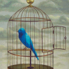 Blue Parakeet In Cage Diamond Painting Art