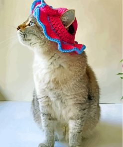 Cat In Summer Hat Diamond Painting Art