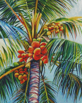 Coconut Tree Diamond Painting Art