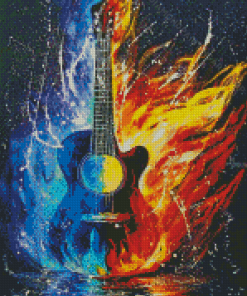 Ice And Fire Guitar Diamond Painting Art