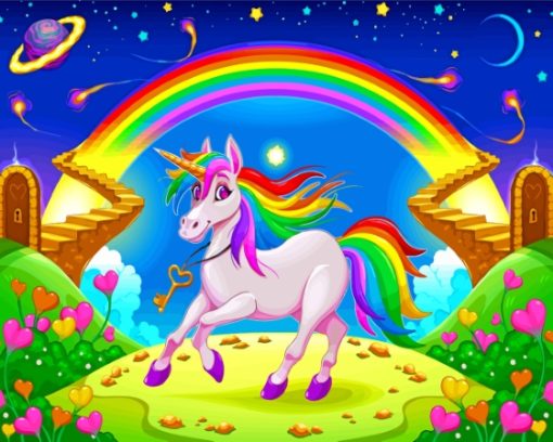 Rainbow And Unicorn Diamond Painting Art