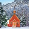 Snowy Yosemite Chapel Diamond Painting Art