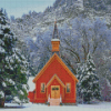Snowy Yosemite Chapel Diamond Painting Art