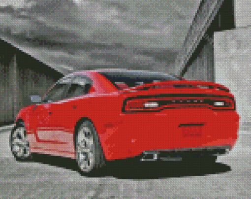 AS 2001 Dodge Charger Red Car Diamond Painting Art