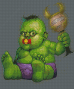 Baby Hulk Playing Diamond Painting Art