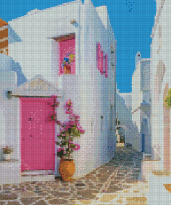 Beautiful Houses In Paros Island Diamond Painting Art