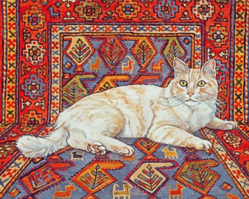 Cat And Persian Rug Diamond Painting Art