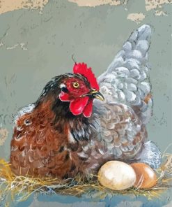 Chicken Sitting On Eggs Diamond Painting Art