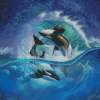 Dolphin In Waves Diamond Painting Art