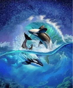 Dolphin In Waves Diamond Painting Art