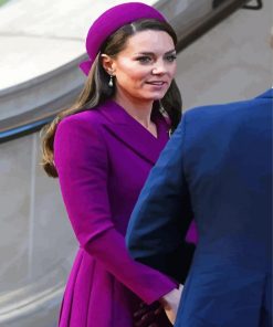 Kate Middleton In A Purple Coat Diamond Painting Art