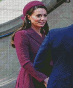 Kate Middleton In A Purple Coat Diamond Painting Art