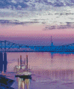 Mississippi Natchez Bridge Diamond Painting Art