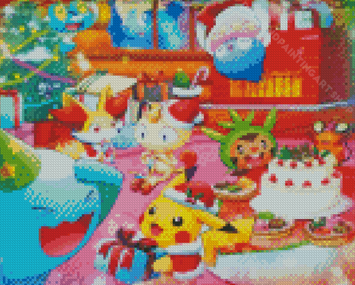 Pokemon Celebrating Christmas Diamond Painting Art