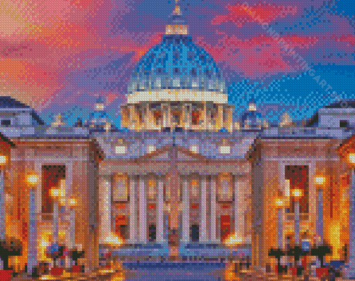 Saint Peter Basilica Sunset Diamond Painting Art