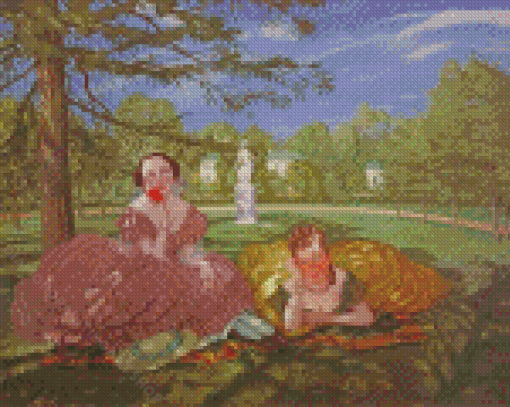 Victorian Ladies In The Park Diamond Painting Art