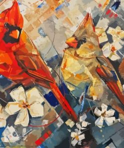 Abstract Cardinals Couple Diamond Painting Art