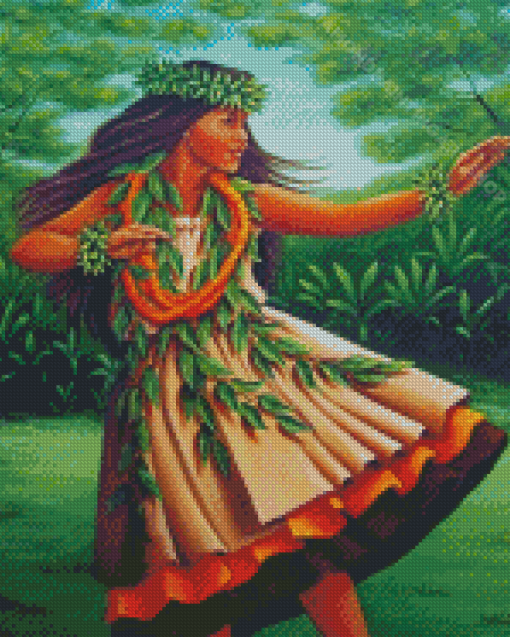 Aesthetic Hawaiian Lady Diamond Painting Art