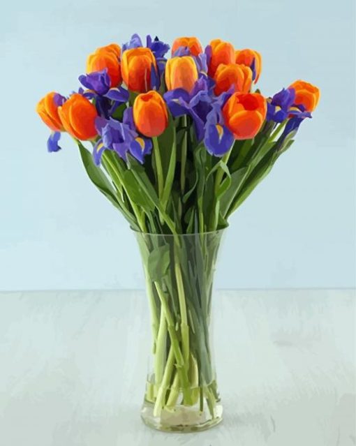 Aesthetic Irises And Tulips Diamond Painting Art