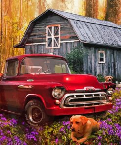 Aesthetic Old Red Truck Diamond Painting Art