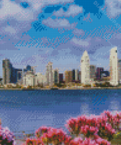 Aesthetic San Diego Skyline Viewpoint Coronado Diamond Painting Art
