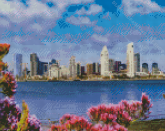 Aesthetic San Diego Skyline Viewpoint Coronado Diamond Painting Art