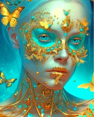 Aesthetic Lady And Butterflies Diamond Painting Art