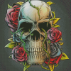 Aesthetic Skull With Rose Diamond Painting Art